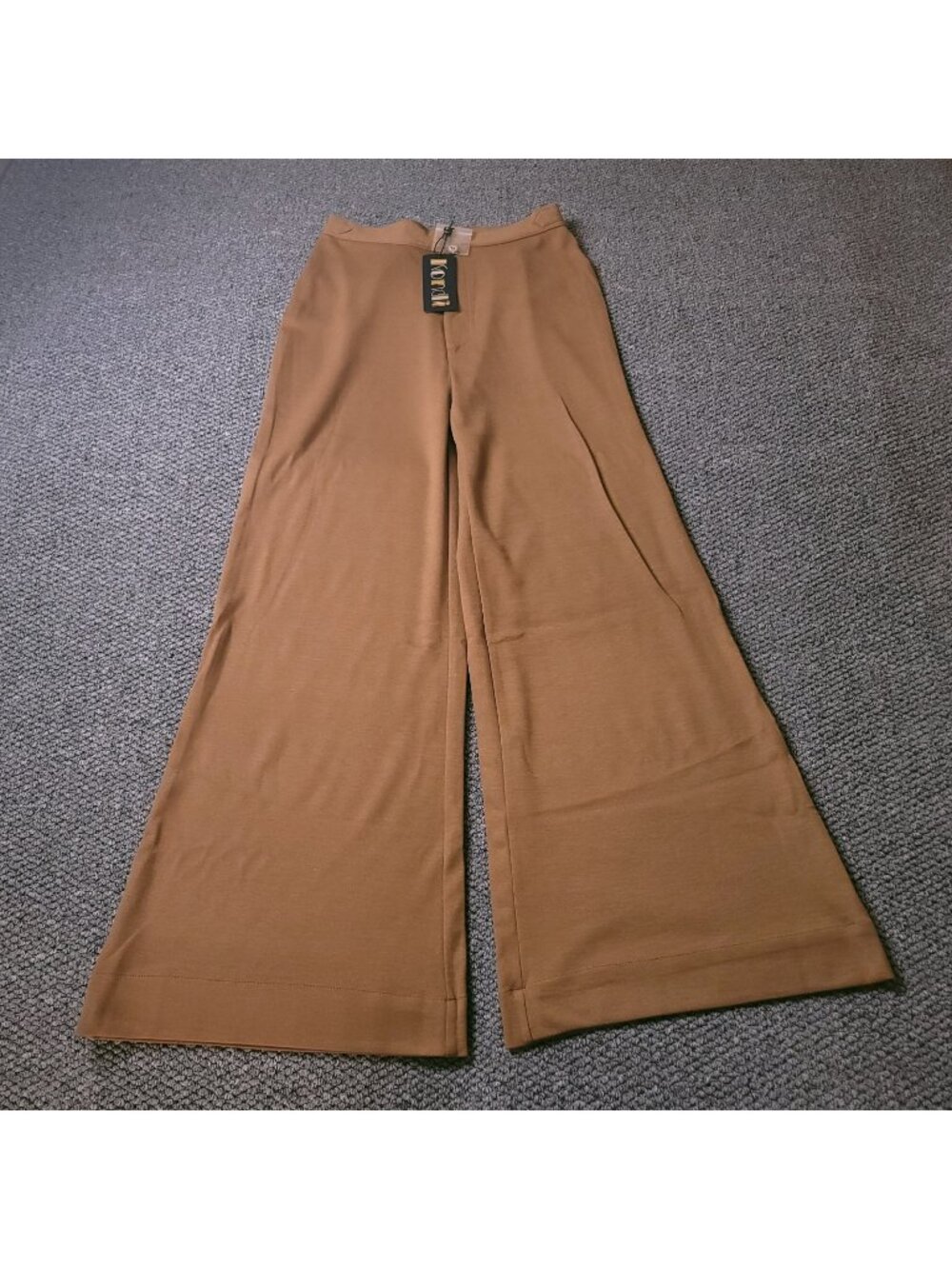 Suzie Kondi Ponte Pants Womens M Medium High Waist Boot Cut Camel Flare Wide